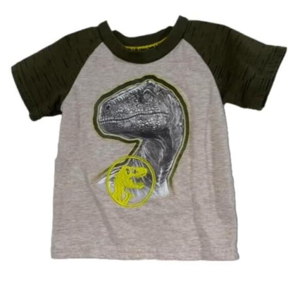⭐️3/$20 Boys Jurassic World Grey Green T-Shirt Size 18 Months - Picture 1 of 3